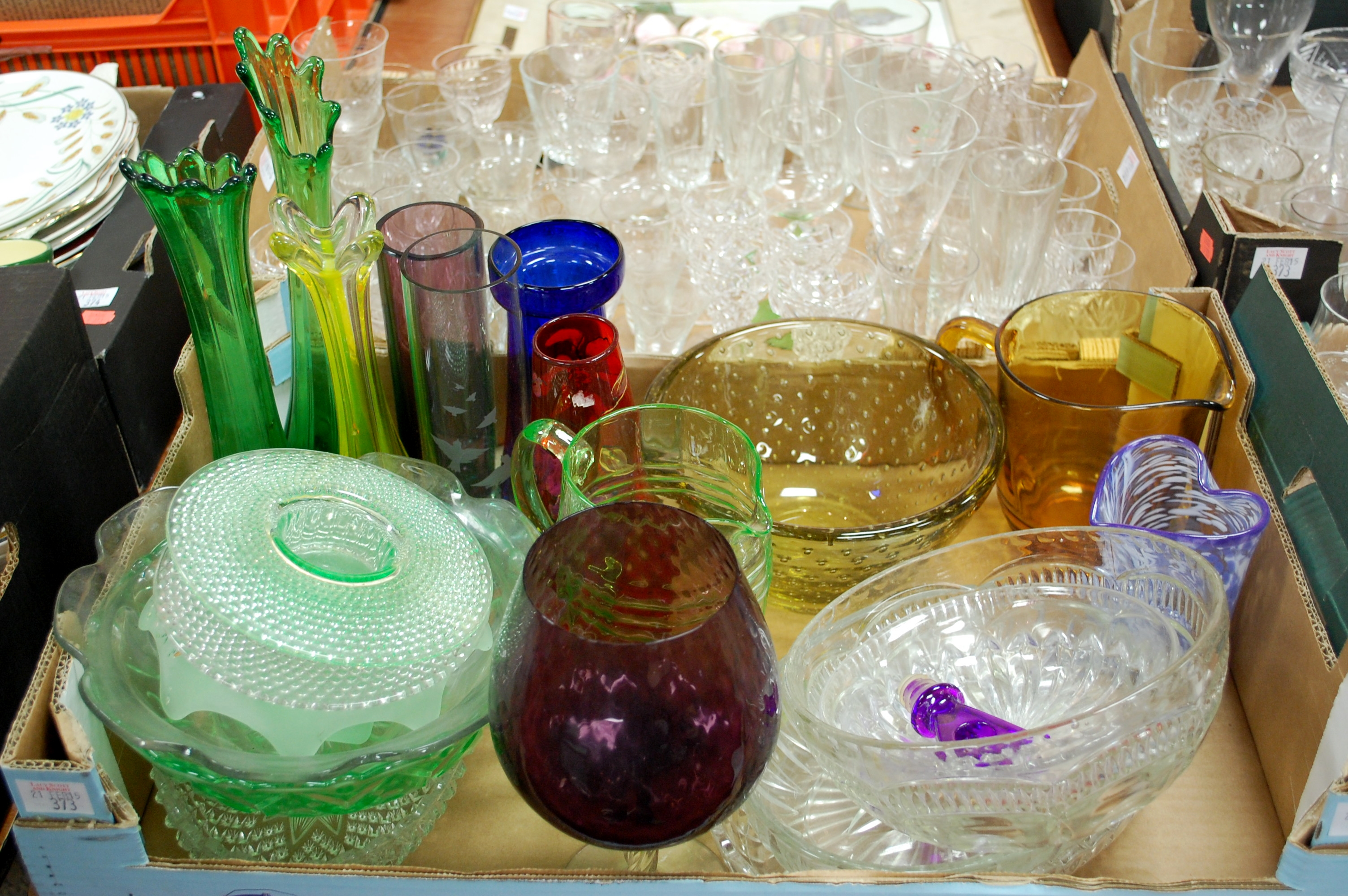 ***FIVE*** boxes of assorted glassware t