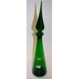 A green glass conical decanter and stopp