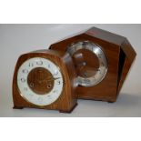 A Smiths oak cased striking mantel clock