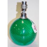 A green glass lamp base with bubble incl