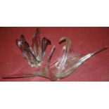 Two Venetian clear glass table ornaments