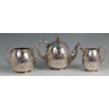 A Victorian silver three piece teaset by