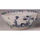 A Lowestoft porcelain footed bowl, circa 1760-70, underglaze blue painted with a Chinoisserie