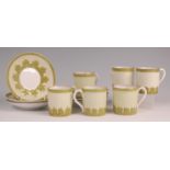 A set of six Russian porcelain coffee cans and saucers, Gardner Factory, late 19th century, each
