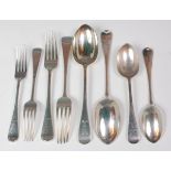 A Victorian silver part cutlery suite, i
