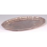 A silver salver, of shaped oval form, ha