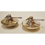 A pair of circa 1900 silver plated oil l