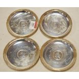 A set of four Indian white metal coaster