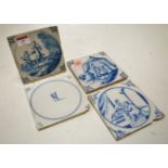 Four 19th century Delft blue and white t