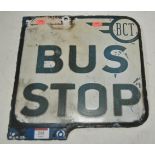 An enamel BCT bus stop sign