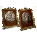 Raoul Lamourdedieu (Fr. 1877-1953) - Pair of cast silvered bronze plaques of Mary and Jesus, each