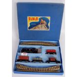 A Hornby Dublo EDG17 tank goods train set containing gloss black EDL17 tank engine, 4 wagons and