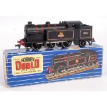 A Hornby Dublo 3-rail EDL17 0-6-2 tank engine No. 69567, some loss to paint on raised edges (G),