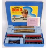 A Hornby Dublo EDP14 2-6-4 tank passenger train set, contents appear little used, with instructions