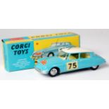 Corgi, 323 Citroen DS19 in Monte Carlo trim, pale blue with white roof, lemon interior, suspension,