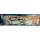 Revell, 1/72 scale Flower Class Corvette HMCS Snowberry plastic kit, hull has been assembled