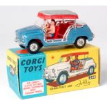 Corgi Toys, 240 Fiat 600 Jolly, metallic blue body, red interior, silver and red canopy, spun hubs