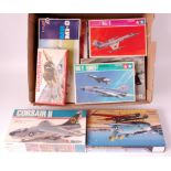 12 mixed scale plastic aircraft kits, manufacturers to include; MPM, Tamiya, Revell, MPC and