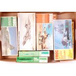 Frog, 1/72nd scale plastic aircraft kit group, 10 boxed items, some small parts away from sprue,