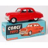 Corgi Toys, 203M Vauxhall Velox saloon, red body with silver detailed grille, flat spun hubs with