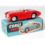 Corgi Toys, 300 Austin Healey sports car, red body with cream seats, flat spun hubs, in the
