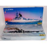 2 boxed as issued Heller 1/400th scale plastic warship kits, to include Bismarck and Richelieu,
