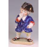 A Victorian Staffordshire standing Toby taking snuff, wearing a black removable tricorn hat,