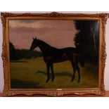 Isaac Cullin (act.1881-1920) - Portrait of a racehorse within an extensive landscape, oil on canvas,