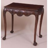 An Irish walnut silver table, in the 18th century style, circa 1900,