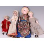 An early 20th century continental bisque headed and composition doll, having fixed brown eyes,