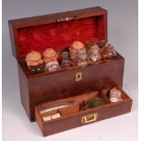 A 19th century mahogany campaign fitted apothecary box, having sunken brass handles,