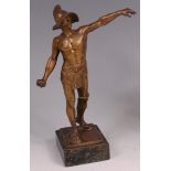 Ferdinand Lugerth (Austrian 1885-1915) - A Roman Gladiator, bronze, raised upon marble plinth,