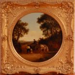 Thomas Smythe (1825-1906) - Travellers with horse and cart within a landscape, oil on panel, signed,