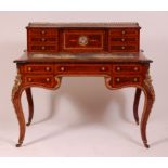 A mid-Victorian ladies burr walnut inlaid and ormolu mounted bonheur du jour by Gillow & Co,