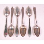 A set of six early 19th century Belgian silver tablespoons, each with various Belgian silver assays,