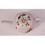 A mid-18th century Worcester porcelain teapot and cover, of bullet shape,