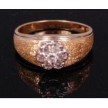 A contemporary 14ct gold diamond cluster ring,