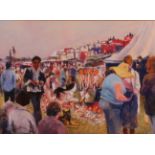 Matt Bruce RI (1915-2000) - The antiques fair, pastel, signed lower left,