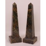 A large pair of verde antico marble obelisks, on square plinths, h.106cm Condition Report / Extra