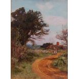 Henry John Yeend King (1855-1924) - Figures on a country lane, oil on canvas, signed lower right,