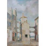 Giulio Bagnoli (Ital. b.1927) - Buildings along the Italian coastline, oil on canvas, signed and