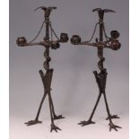 A pair of circa 1900 French bronze candelabrum,