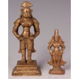 An Indian brass shrine deity figure of Kubera 'God of wealth', in standing pose, believed to be