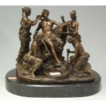 A reproduction bronze group depicting a prince being attended to by nymphs