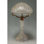 A cut crystal table lamp and shade,