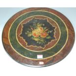 A Victorian painted slate circular plaque, possibly formerly a table top dia.