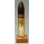 A brass trench art cannon shell, inscribed Russia and Egypt 1919,