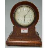 An early 20th century inlaid mahogany mantel clock,