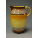 A Shelley ribbed lemonade jug with shaded banded decoration,