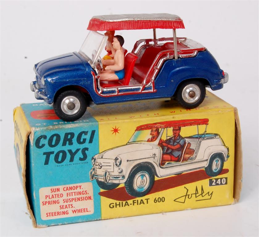 Corgi Toys, 240 Fiat 600 Jolly, metallic dark blue body with red interior,